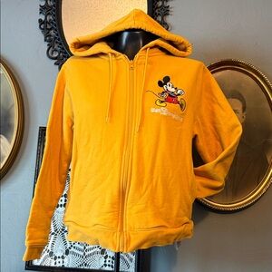 Disney Women's mustard Yellow Hoodie with Mickey Mouse